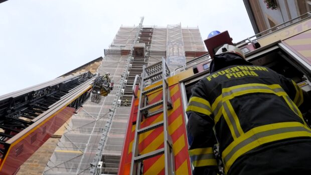 Großübung für Feuerwehr und Rettungskräfte an der Marienkirche
